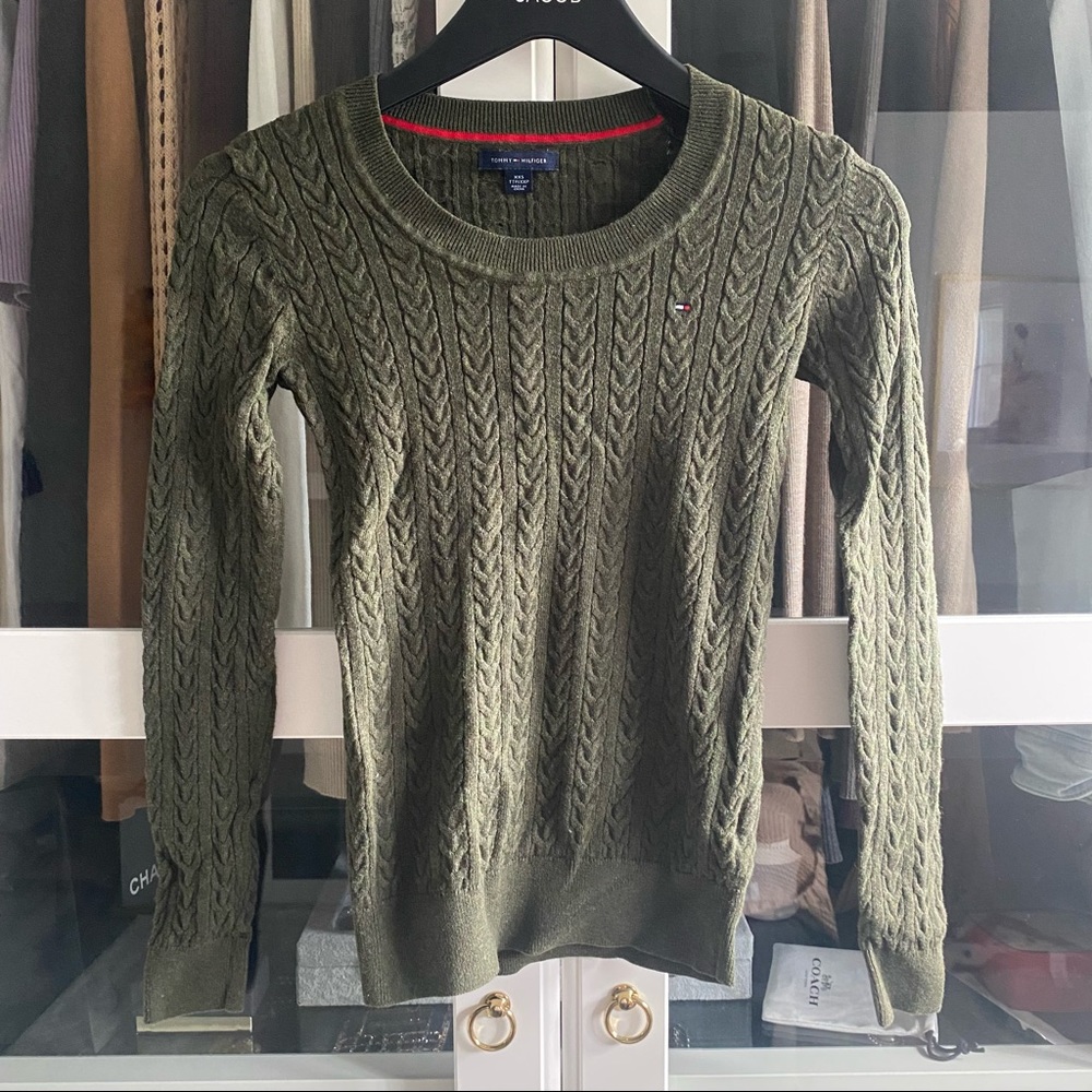 Dark greenTommy crew neck cotton sweater